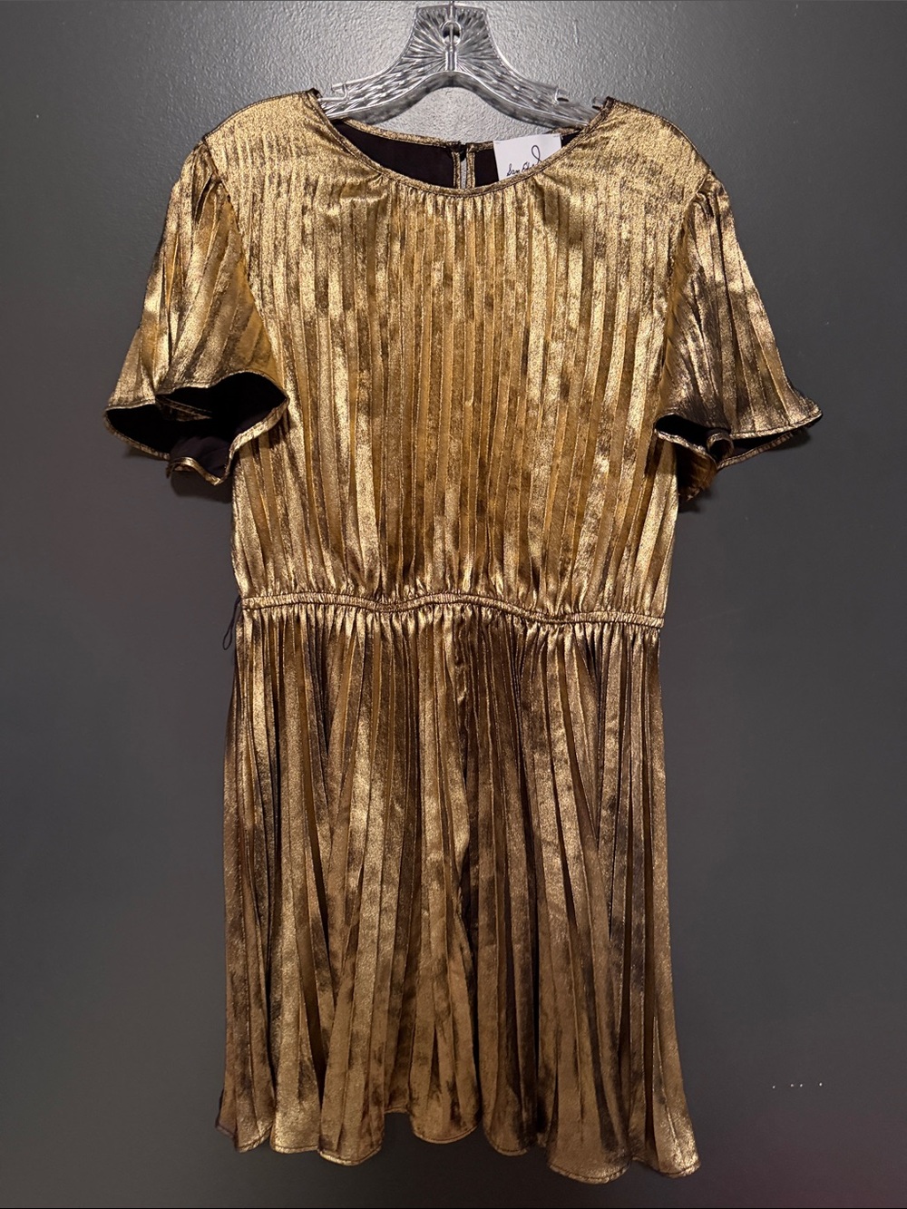 Sam Edelman Girls Metallic Gold Pleated Party Dress